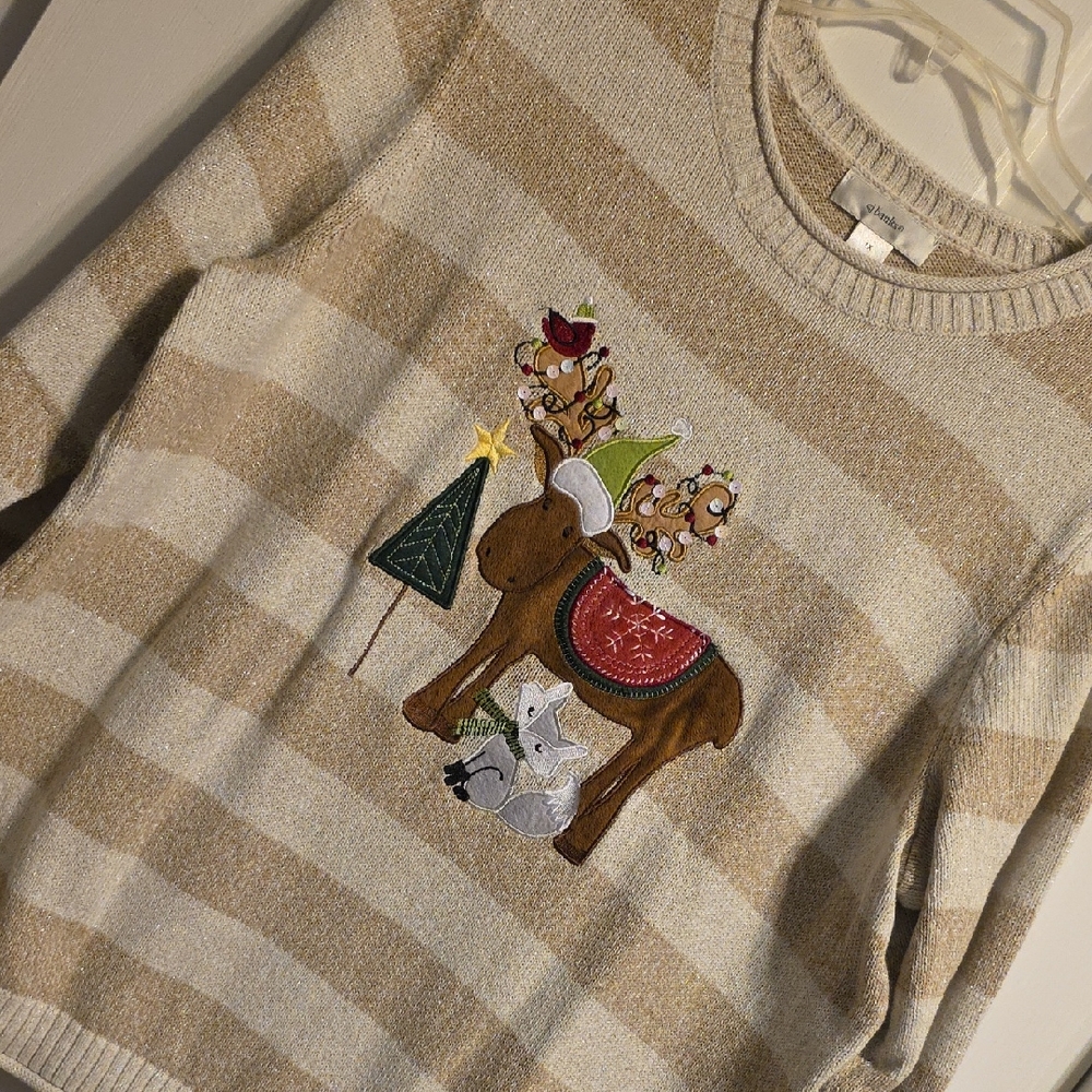 CJ Banks Cream Knit Sweater